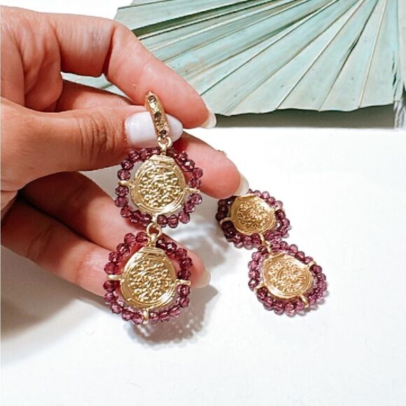 Coin drop earrings S672 - Picture 3 of 3